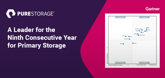 Latest recognition marks ninth consecutive year of Pure Storage’s position as a Gartner Magic Quadrant Leader